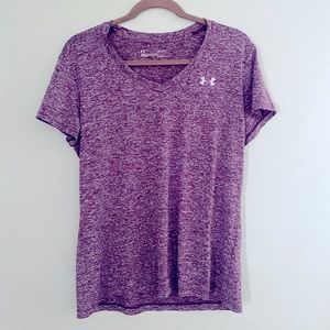 Woman’s Under Armour Heatgear V-neck Purple Tshirt